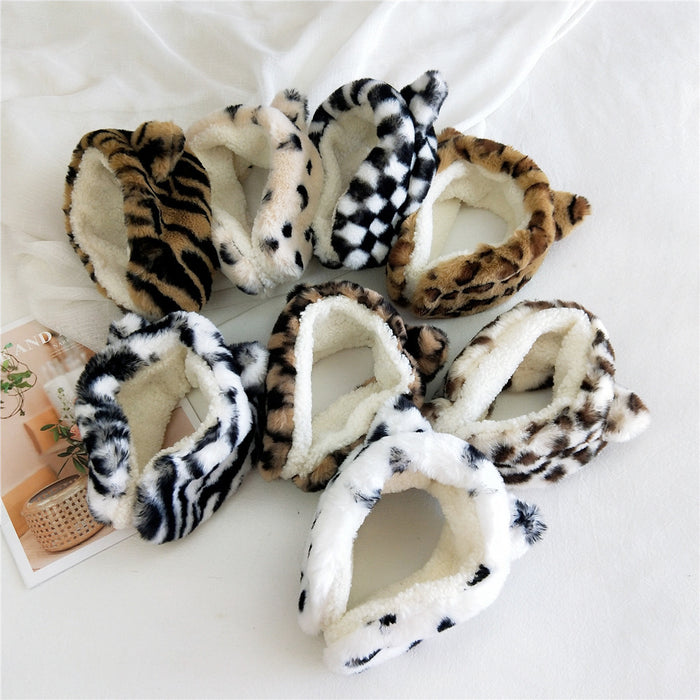 Wholesale Earmuff Plush Winter Ear Protection Animal Warm Leopard Print JDC-EF-HuanQ002