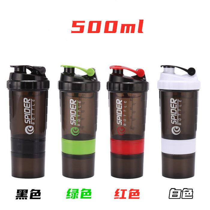 Wholesale Cocktail Shakers PP PE 500ml Milkshake Cup Protein Powder Fitness Exercise Triple Spring MOQ≥2 JDC-CSS-GaoC003
