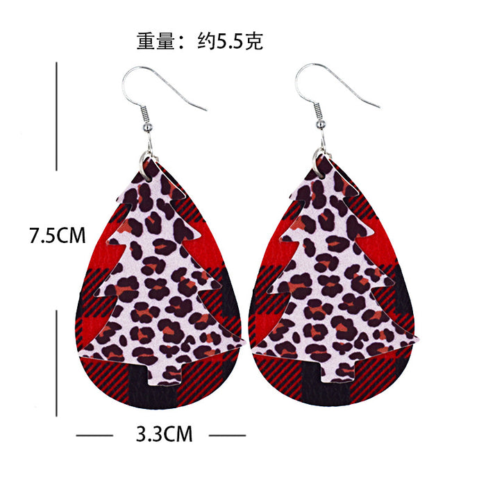 Wholesale Earrings Leather Christmas Double Layer MOQ≥2 JDC-ES-ZL033