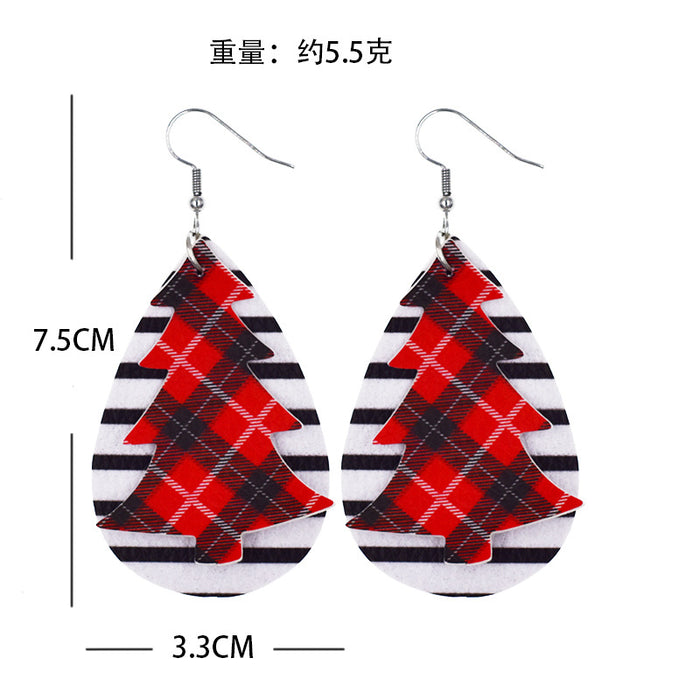 Wholesale Earrings Leather Christmas Double Layer MOQ≥2 JDC-ES-ZL033