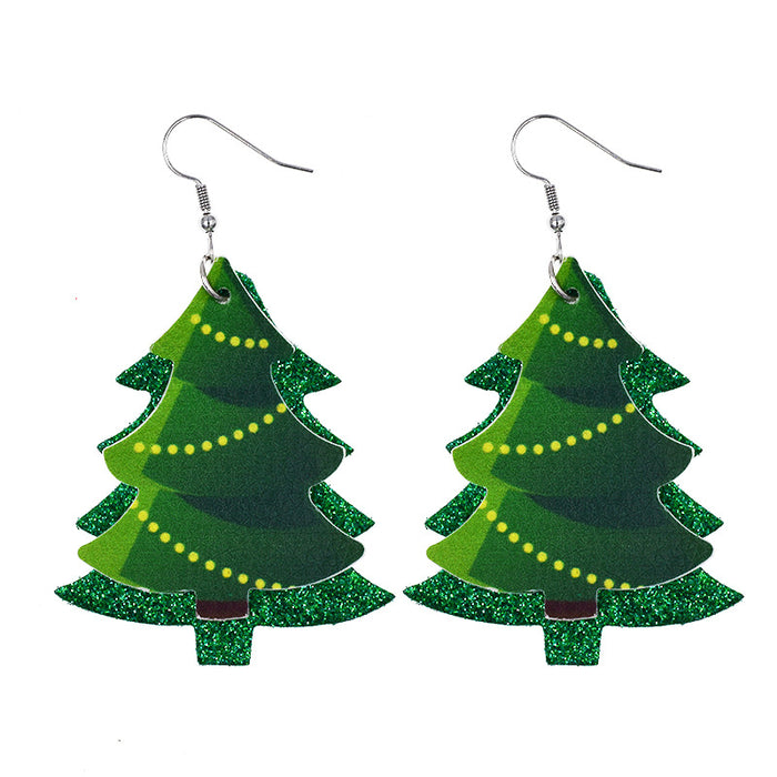 Wholesale Earrings Leather Christmas Tree MOQ≥2 JDC-ES-ZUOL004