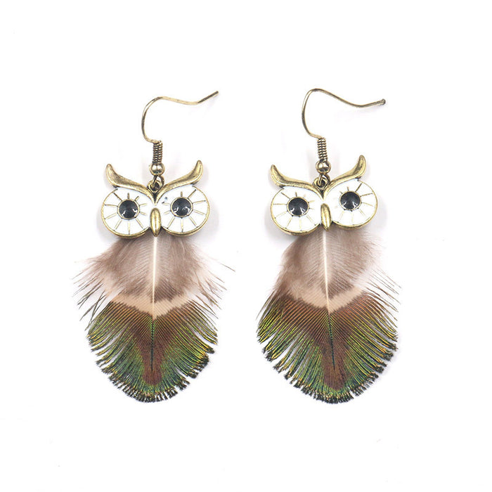 Wholesale Earring Feather Exaggerated Owl JDC-ES-Yuhong013