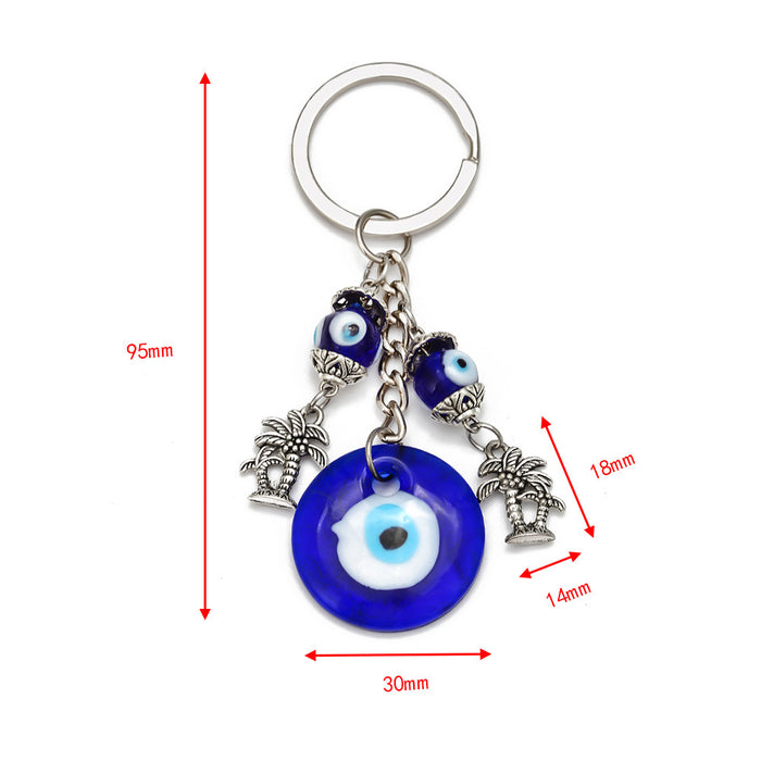 Wholesale Keychains Alloy Glass Blue Devil's Eye MOQ≥2 JDC-KC-baiding010