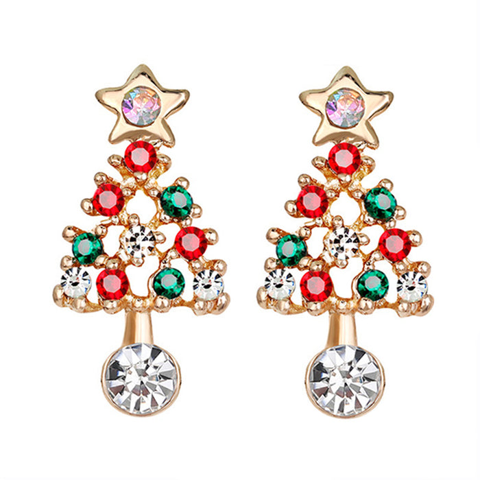 Wholesale Earrings Alloy Christmas Santa Claus Snowman Plush Diamonds JDC-ES-LANANG001