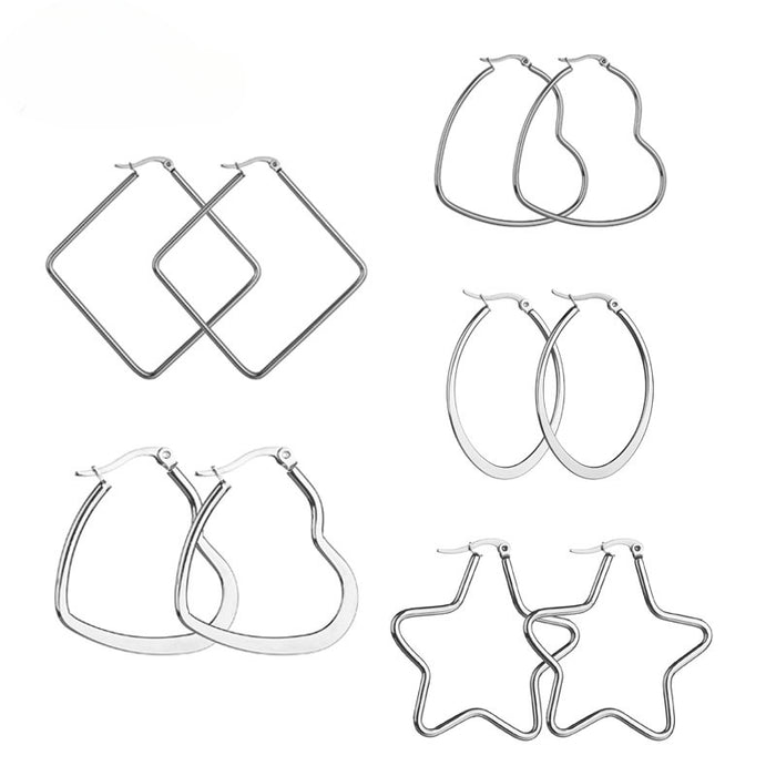 Wholesale Silver Stainless Steel Heart Earrings JDC-ES-RXSFL015