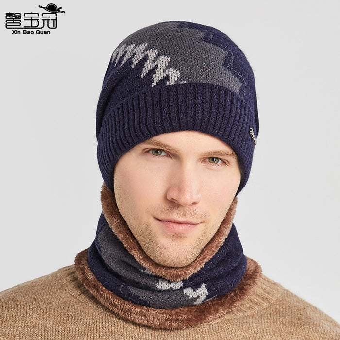 Wholesale Hat Acrylic Fiber Warm Winter Outdoor Colorblock Scarf Suit MOQ≥2 JDC-FH-BG019