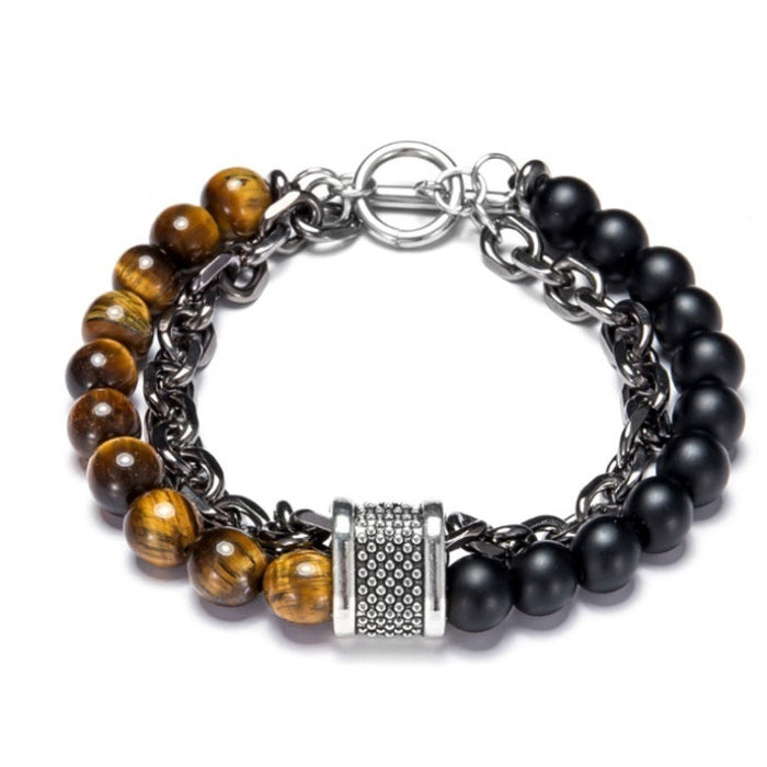 Wholesale Men's Bracelet Beaded Chain Double Layer Bracelet MOQ≥3 JDC-BT-HaiY001