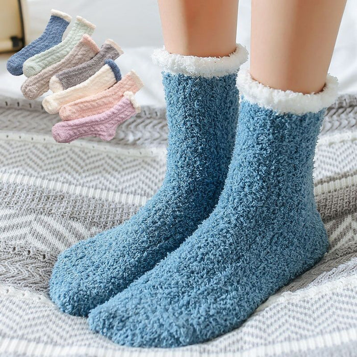 Wholesale Socks Polyester Warm Thick Twist Coral Fleece JDC-SK-LiSheng005