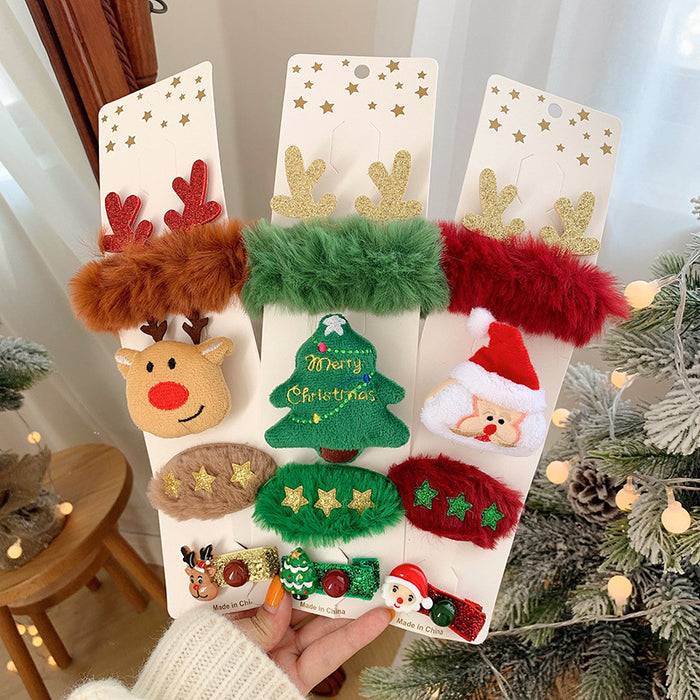 Wholesale Hair Clips Plush Set of Four Children Christmas Cartoon MOQ≥2 JDC-HC-HEMA001