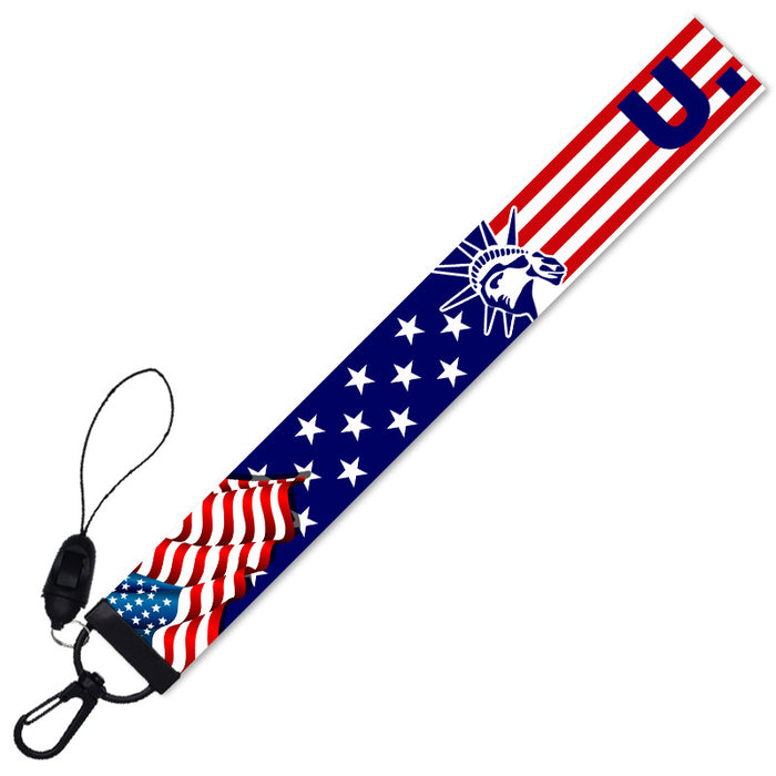 Wholesale 4th of July American Flag Independence Day Polyester Lanyard Keychain MOQ≥10 JDC-KC-QTN002
