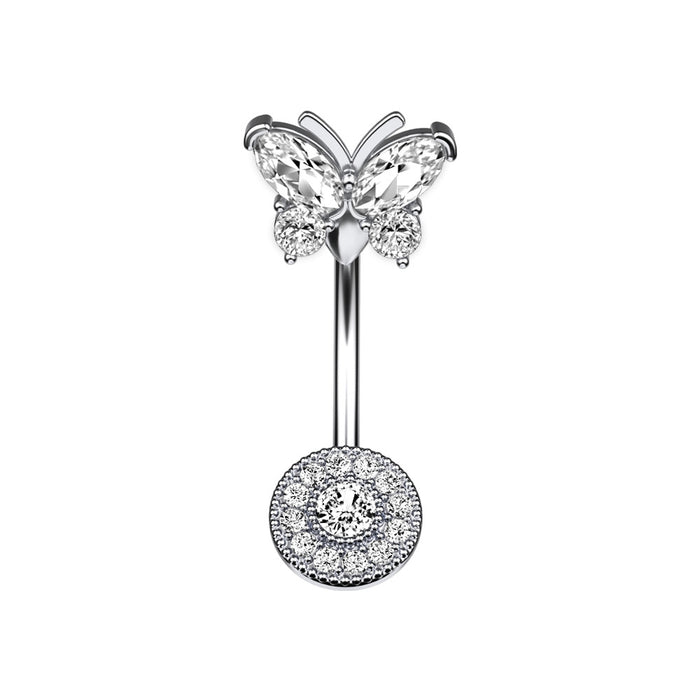 Jewelry WholesaleWholesale Butterfly Round Zircon Navel Nail for Human Body Piercing JDC-UN-WeiB004 Piercings 威怀 %variant_option1% %variant_option2% %variant_option3%  Factory Price JoyasDeChina Joyas De China