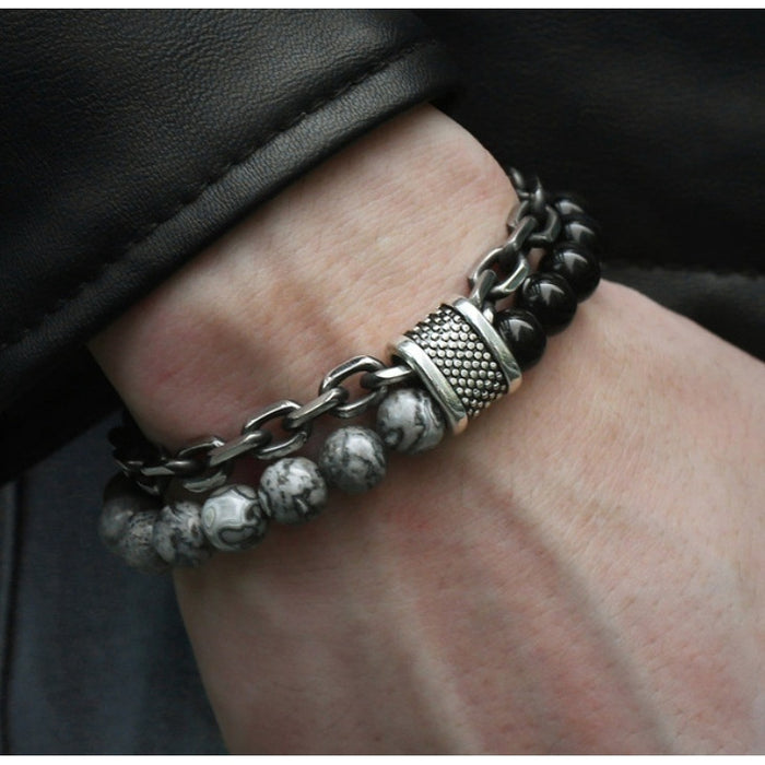 Wholesale Men's Bracelet Beaded Chain Double Layer Bracelet MOQ≥3 JDC-BT-HaiY001