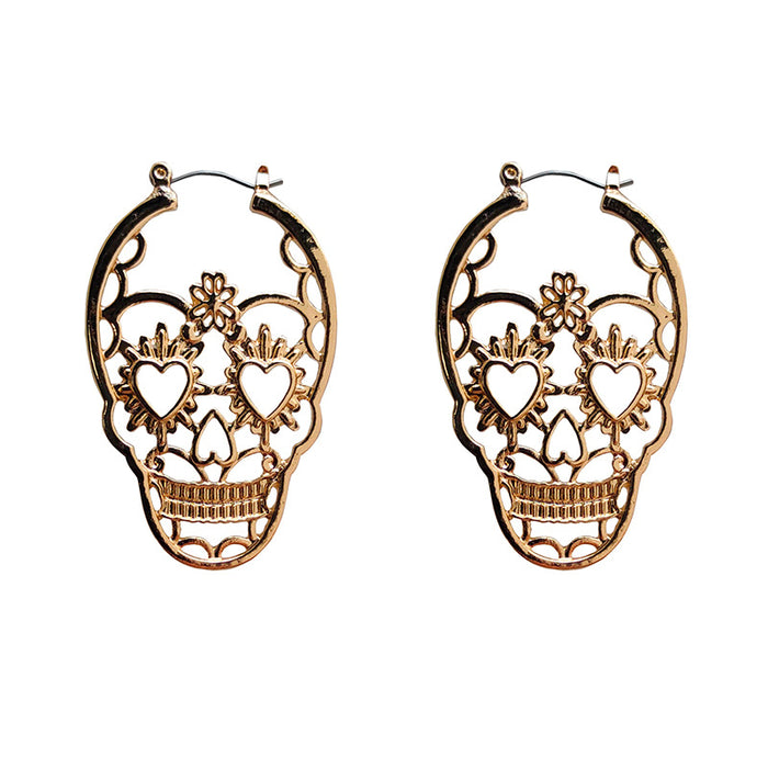 Wholesale Earring Alloy Hollow Skull MOQ≥2 JDC-ES-Xinai003
