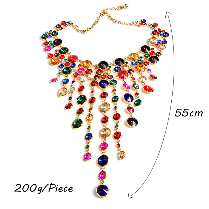 Wholesale Necklace Alloy Tassel Diamond Color Necklace JDC-NE-SK008