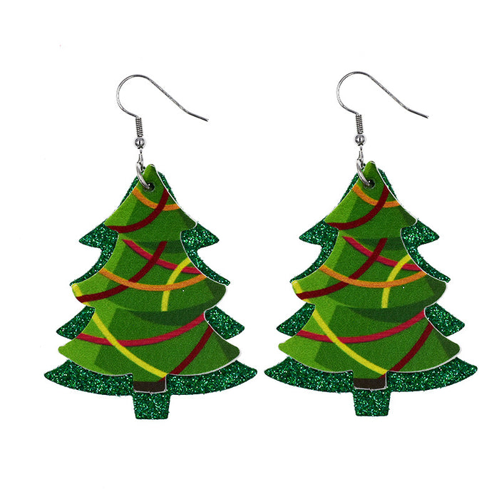 Wholesale Earrings Leather Christmas Tree MOQ≥2 JDC-ES-ZUOL004