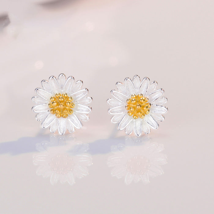 Wholesale earrings silver daisy sun flowers MOQ≥2 JDC-ES-daocan002