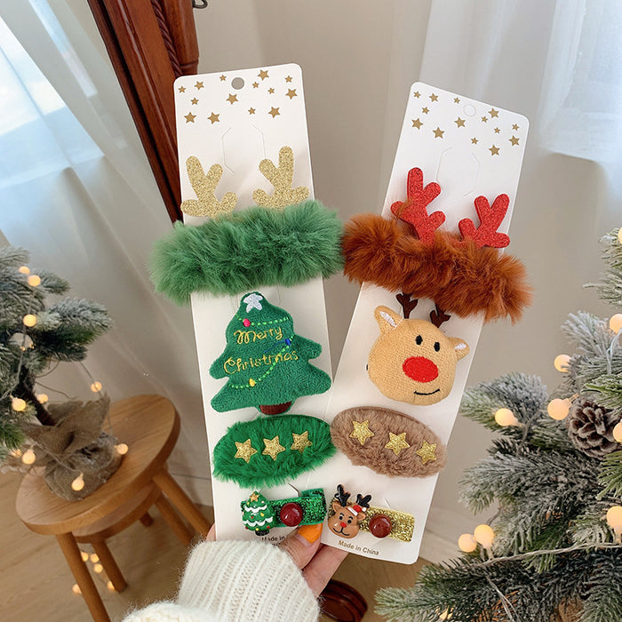 Wholesale Hair Clips Plush Set of Four Children Christmas Cartoon MOQ≥2 JDC-HC-HEMA001