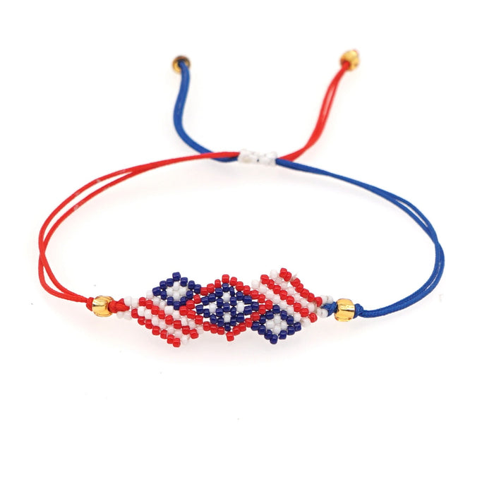 En gros 4 juillet Jour de l'indépendance Banner géométrique Banner American Flag Bracelet perlé JDC-BT-GBH092