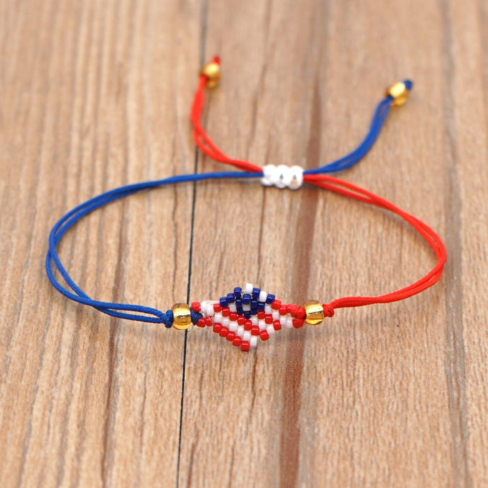 Wholesale 4th of July Independence Day Geometric Banner American Flag Handmade Beaded Bracelet JDC-BT-GBH092
