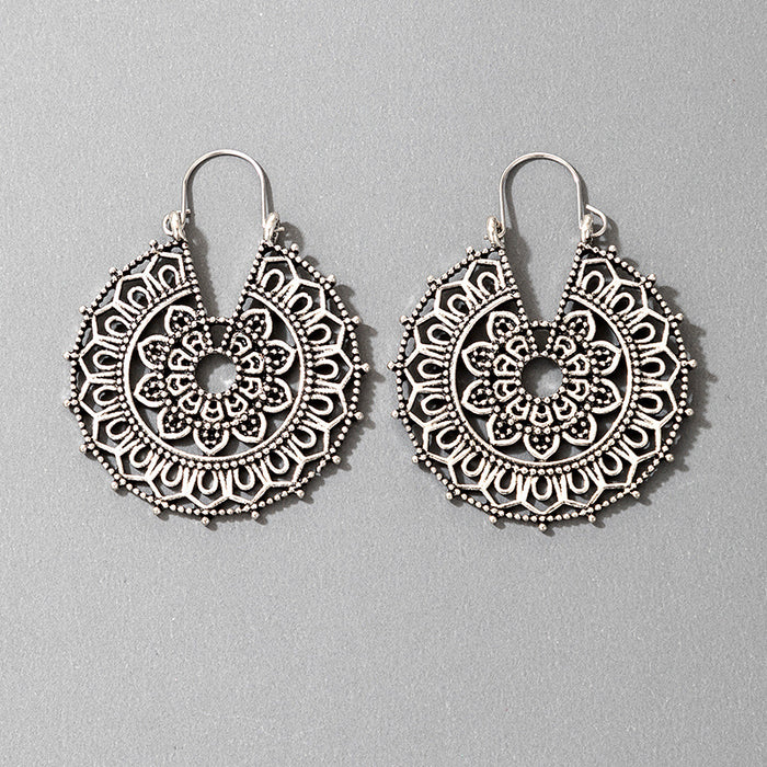 Wholesale alloy ethnic style hollow carved earrings boho MOQ≥2 JDC-ES-lingg006