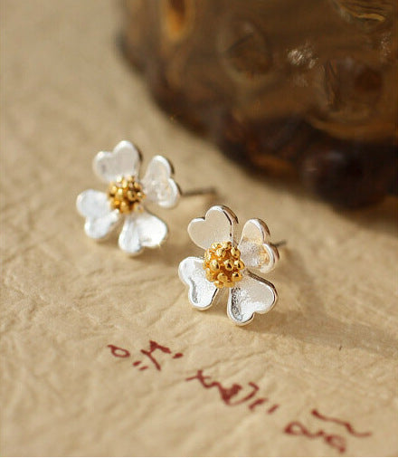 Wholesale earrings silver daisy sun flowers MOQ≥2 JDC-ES-daocan002