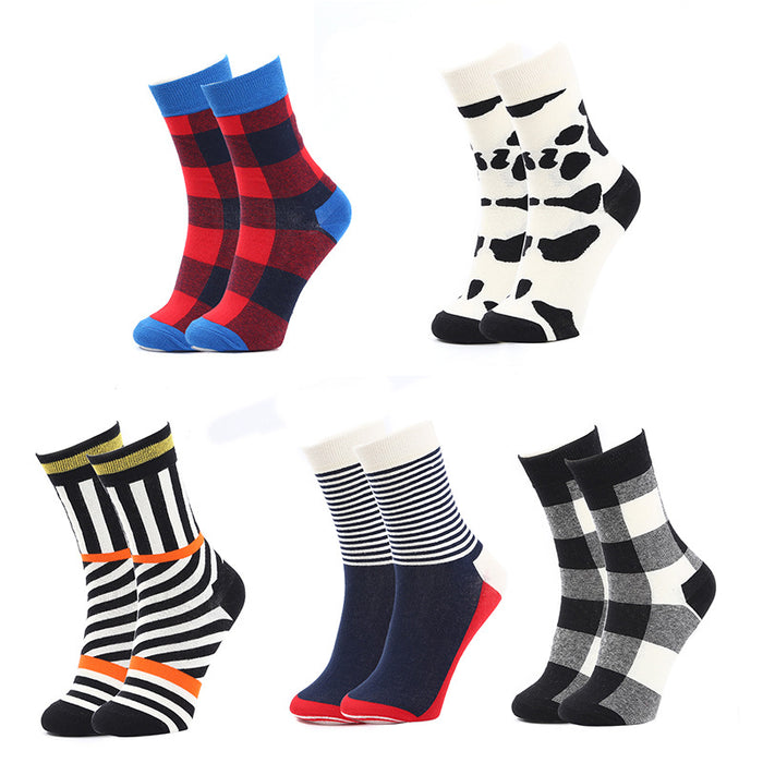 Wholesale Sock Cotton Sweat-absorbent Geometric Socks Men's Tide Street MOQ≥5 JDC-SK-XinH021