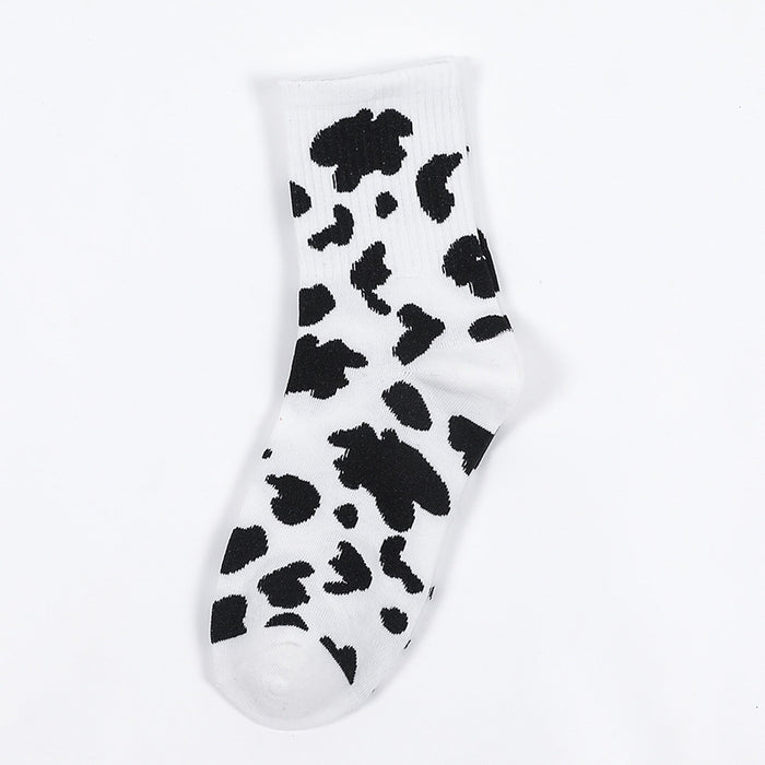 Wholesale Sock Polyester Cotton Mid Tube Sweat Absorbing Cow Pattern MOQ≥2 JDC-SK-BZL001