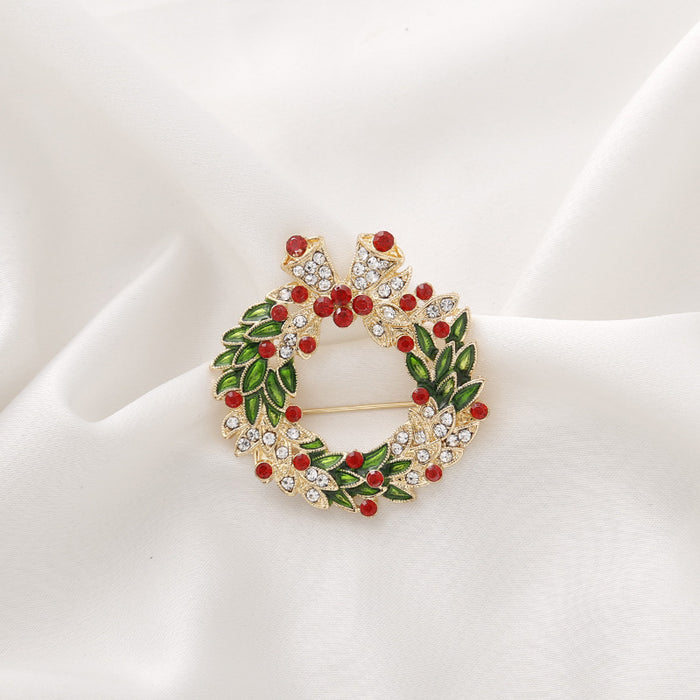 Wholesale Brooch Metal Christmas Bells Snowman Wreath Gloves JDC-BC-MDD004
