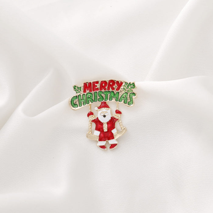 Wholesale Brooch Metal Christmas Bells Snowman Wreath Gloves JDC-BC-MDD004