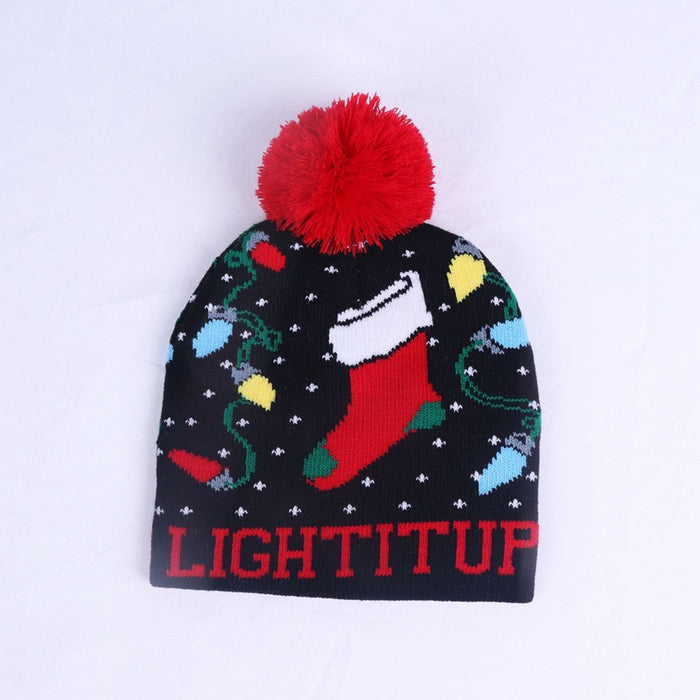 Wholesale Hat Wool Warm Wool Ball Christmas Kids Knitted Hat JDC-FH-JunC003