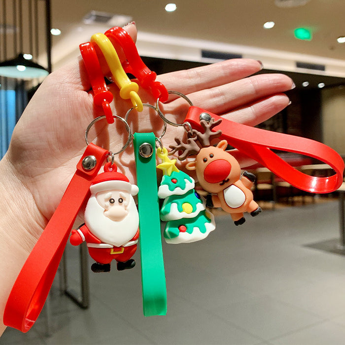 Wholesale Keychain Silicone Christmas Elk Santa Pendant JDC-KC-ZhenJun001