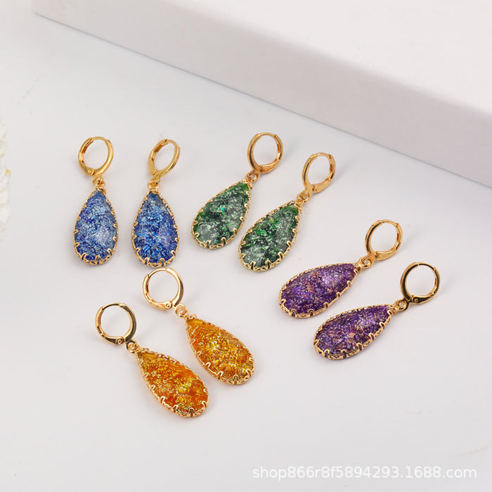 Wholesale Resin Copper Opal Shaped Irregular Earrings MOQ≥2 JDC-ES-Yongz004