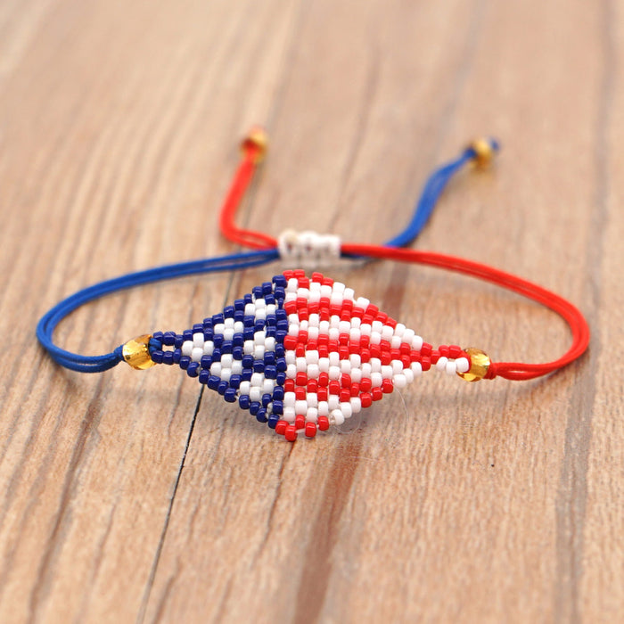 En gros 4 juillet Jour de l'indépendance Banner géométrique Banner American Flag Bracelet perlé JDC-BT-GBH092