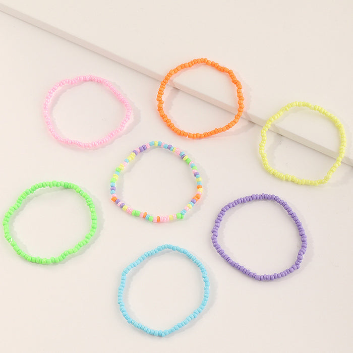 Ensemble de perles de riz colorées simples personnalité 5 pièces de bracelets pour enfants JDC-BT-YUES005