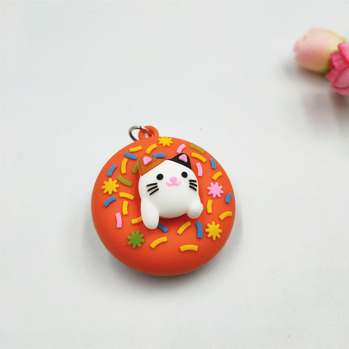 Wholesale Keychains PVC Soft Adhesive Creative Animal Donuts MOQ≥2 JDC-KC-EnC004