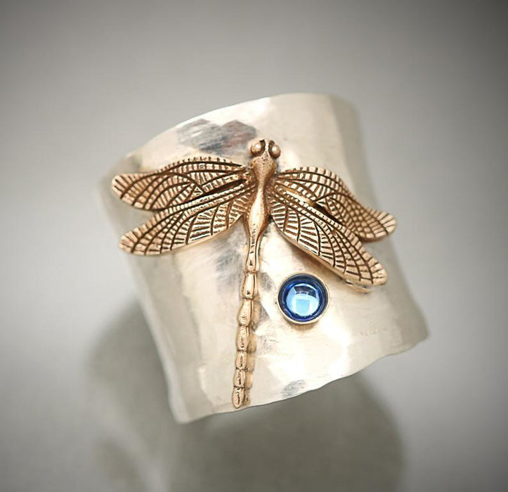 Wholesale Vintage Carved Dragonfly Copper Ring JDC-RS-ZhenR022