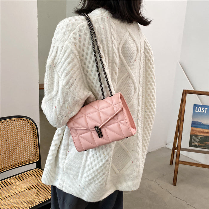 Wholesale Shoulder Bag PU Rhombus Embroidery Chain Small Square Bag Diagonal JDC-SD-YBS002