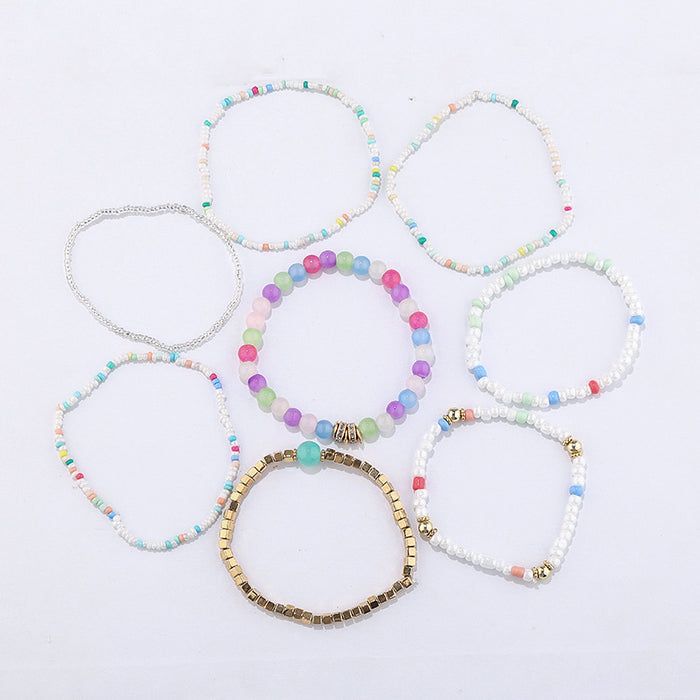 Wholesale Bracelet Rice Beads Alloy Glass Beads Handmade Multilayer Bohemian 10pcs JDC-BT-JINA003