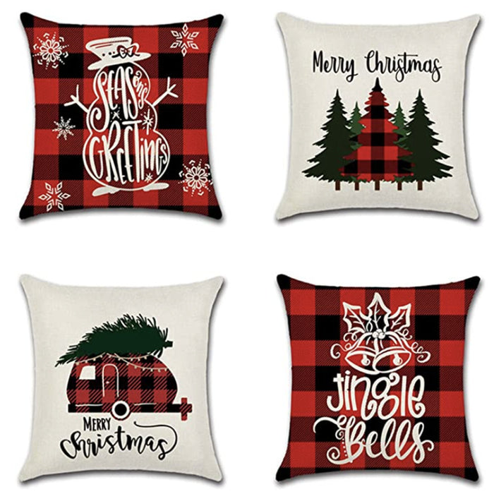Wholesale Pillowcase Christmas Linen Cartoon Print MOQ≥2 JDC-PW-Hehua001