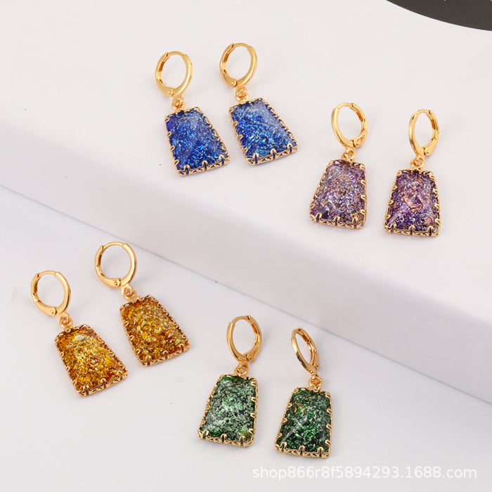 Wholesale Resin Copper Opal Shaped Irregular Earrings MOQ≥2 JDC-ES-Yongz004