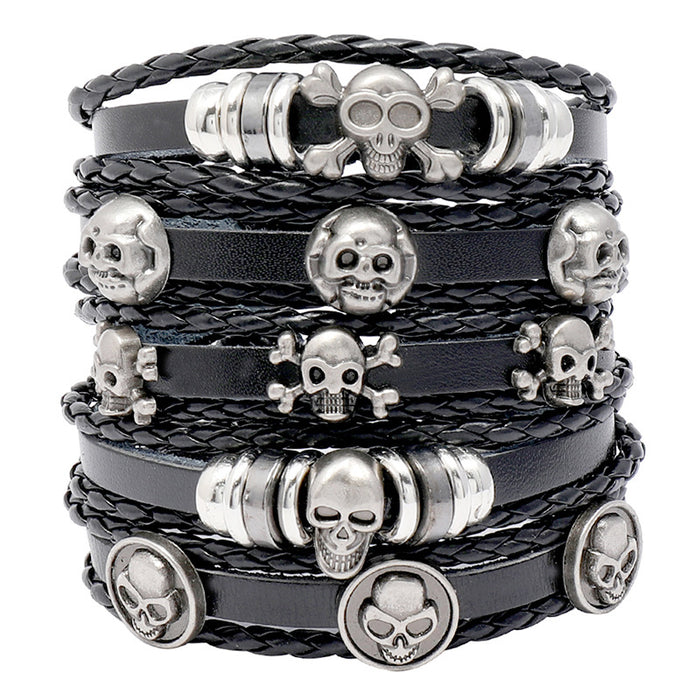 Wholesale Bracelet Leather Skull Halloween Five Piece Set JDC-BT-ShuoQ004