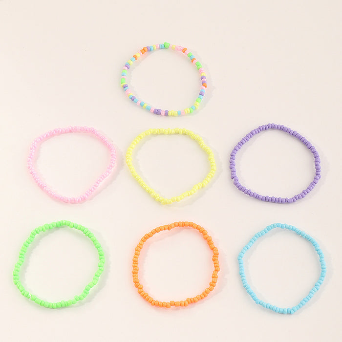 Ensemble de perles de riz colorées simples personnalité 5 pièces de bracelets pour enfants JDC-BT-YUES005