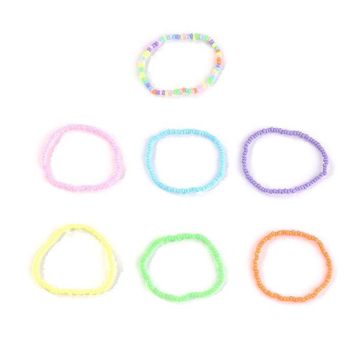 Wholesale Simple Colored Rice Beads Personality 5 Piece Set of Children's Bracelets JDC-BT-YueS005
