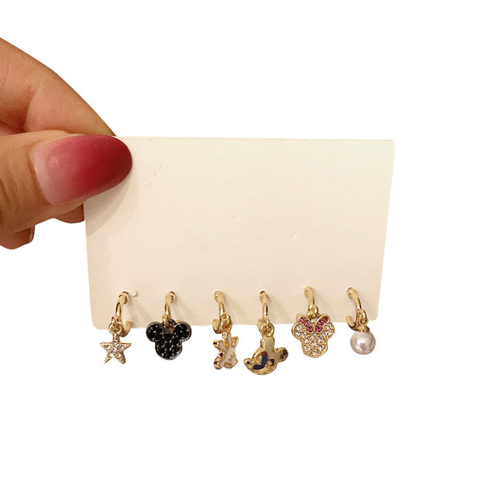 Jewelry WholesaleWholesale asymmetrical cartoon alloy stud earrings 6 piece set JDC-ES-AYN377 Earrings 爱伊娜 %variant_option1% %variant_option2% %variant_option3%  Factory Price JoyasDeChina Joyas De China