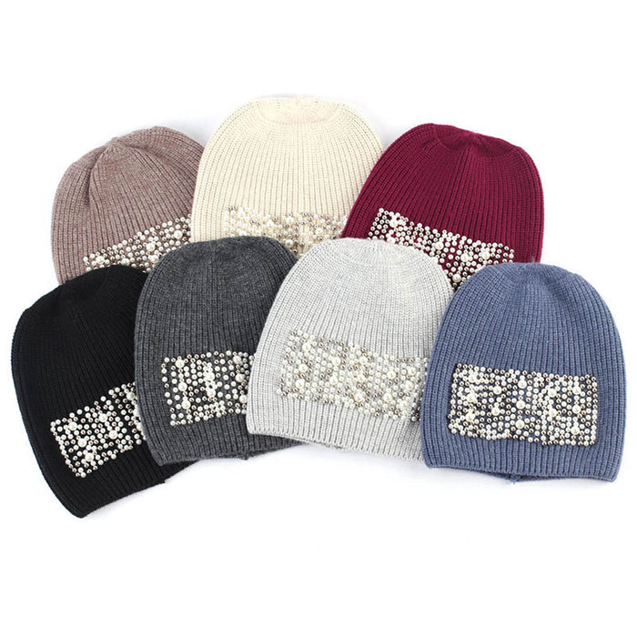 Wholesale Hat Woolen Diamond Winter Warm Pullover Knitted Hat MOQ≥2 JDC-FH-Puyue001