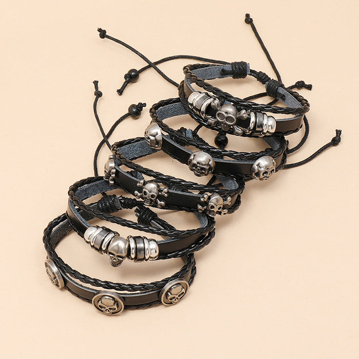 Wholesale Bracelet Leather Skull Halloween Five Piece Set JDC-BT-ShuoQ004