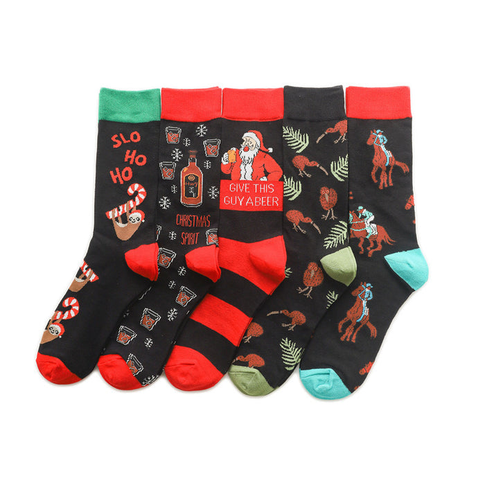 Wholesale socks cotton mid tube christmas JDC-SK-HuiHe022