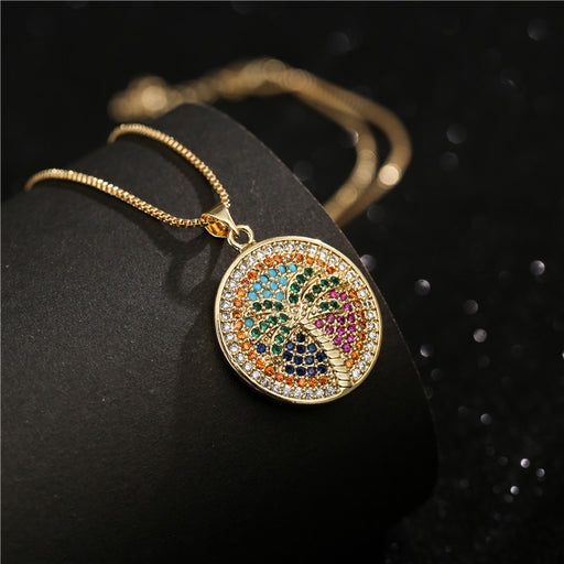 Jewelry WholesaleWholesale Copper Real Gold Plated Micro Set with Diamonds Coconut Necklace JDC-NE-AG151 Necklaces 澳古 %variant_option1% %variant_option2% %variant_option3%  Factory Price JoyasDeChina Joyas De China