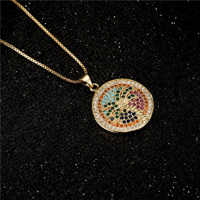 Wholesale Copper Real Gold Plated Micro Set with Diamonds Coconut Necklace JDC-NE-AG151