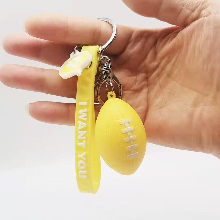 Wholesale Keychain PVC Simulation Rugby Pendant MOQ≥2 JDC-KC-XiangY034